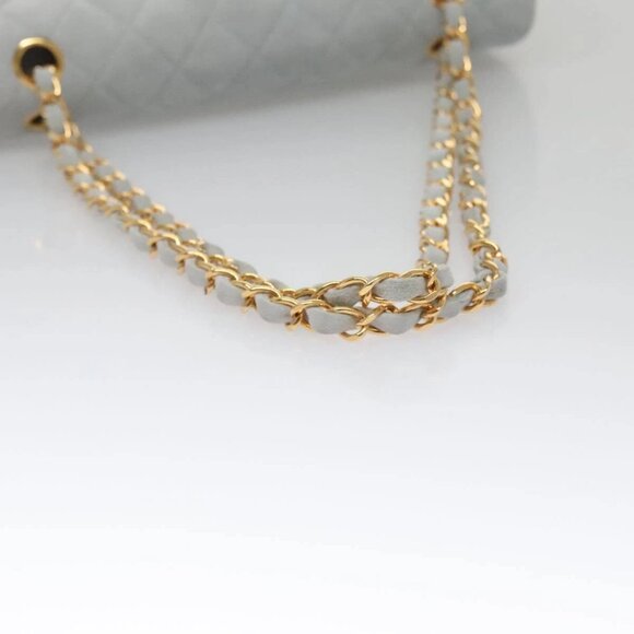 CHANEL Matelasse Chain Shoulder Bag Suede Light Blue Gold CC Auth 106433AV - Picture 8 of 16